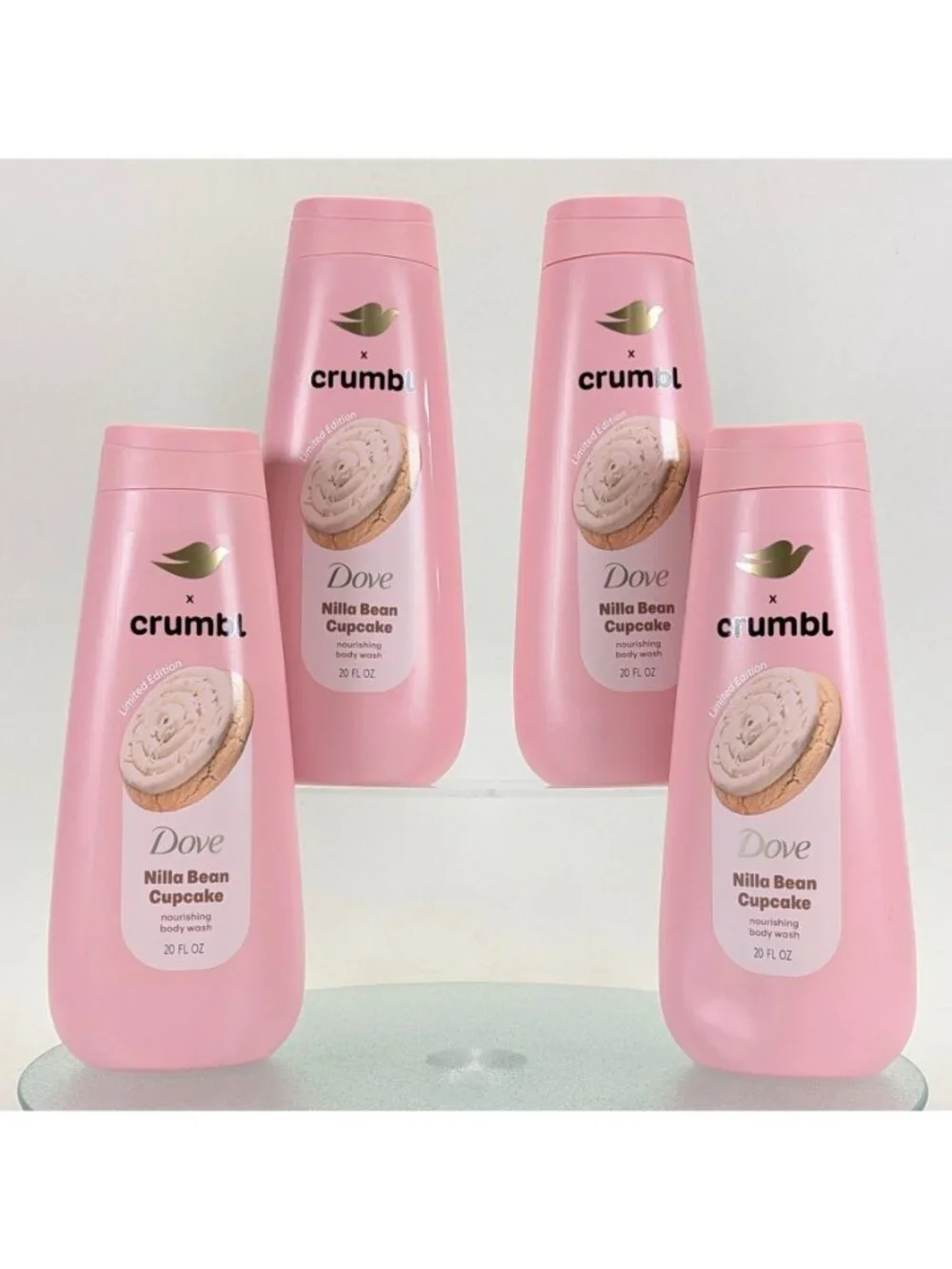 Dove X Crumbl Lot of 4 Nilla Bean Cupcake Body Wash 20 oz - Limited Edition -NEW